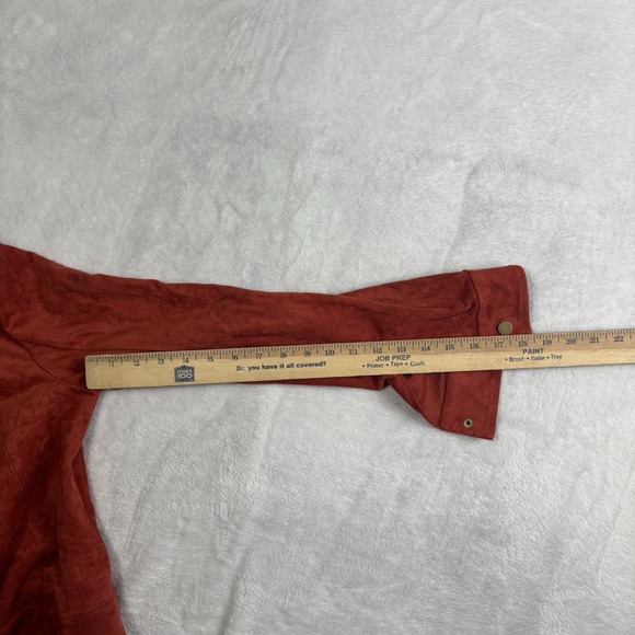 VTG BCBGMaxazria Red Suede Full Zip Long Sleeve Jacket Women's Medium - Picture 8 of 8